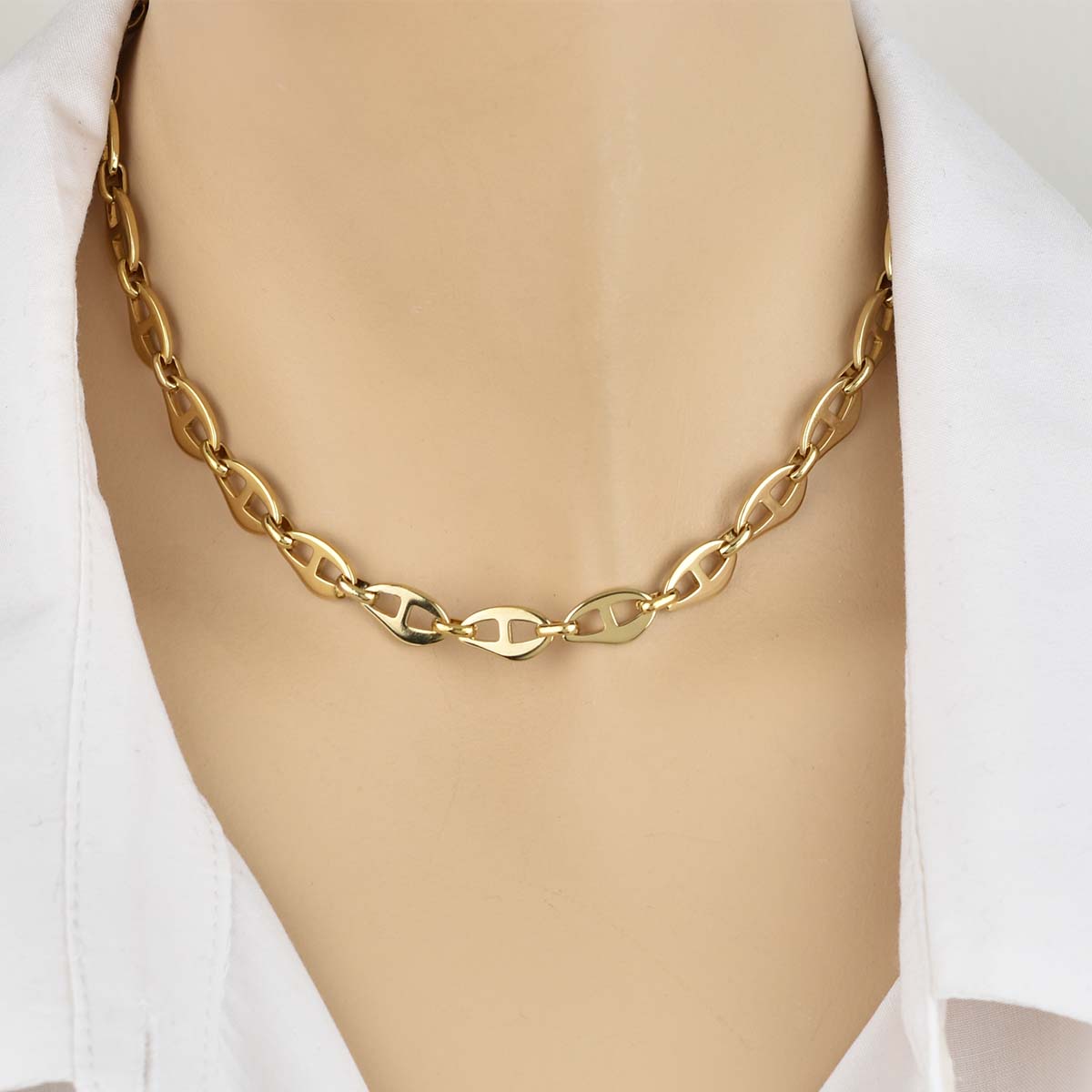 Noelia Chain Gold 8MM Αλυσίδα λαιμού από ανοξείδωτο ατσάλι 316L